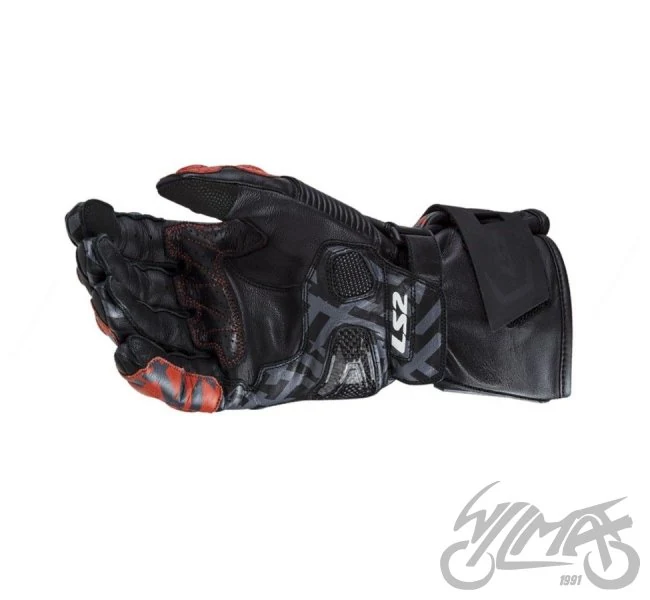 Rękawice motocyklowe LS2 Feng Racing Black Red S  — czarny / czerwony — rozmiar S — ujęcie 2