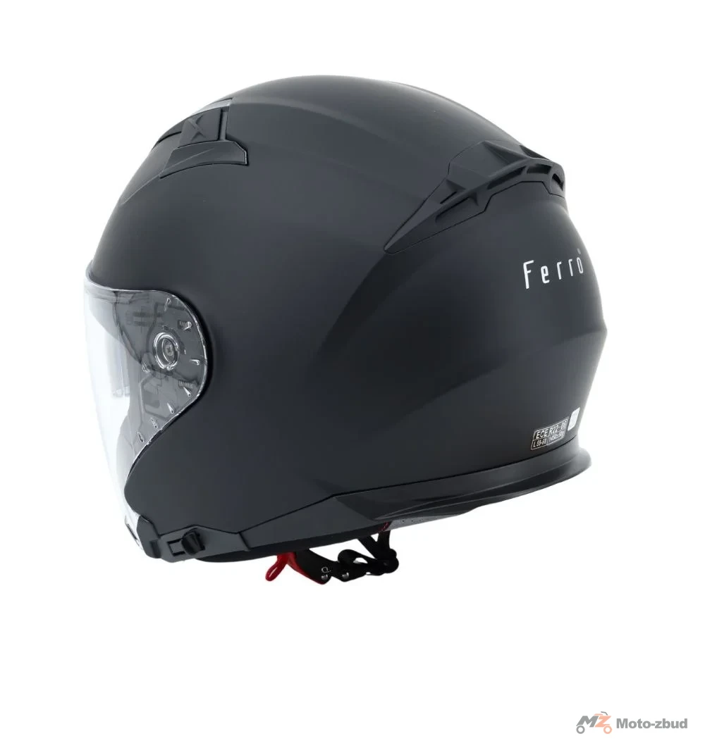 Kask Ferro OF828 z szybą i blendą przeciwsłoneczną bez szczęki czarny mat M — ujęcie 2