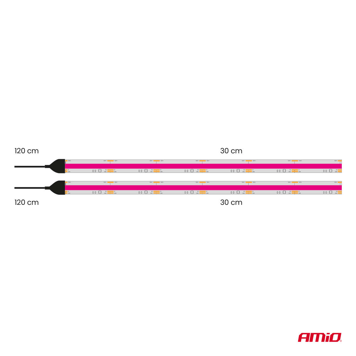 Paski LED COB do samochodu różowe 2x30cm 12 V — ujęcie 9