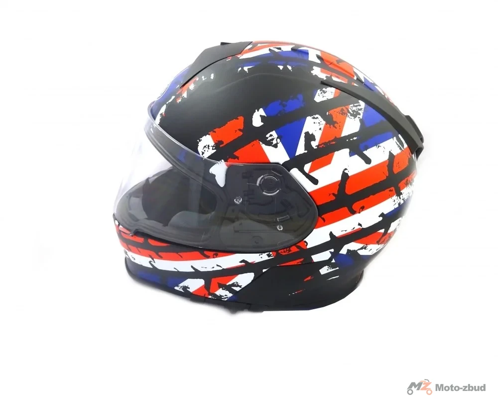 Kask VCAN model V126 flat Black union track integralny z blendą niebiesko-biało-czerwony z grafiką L — ujęcie 3