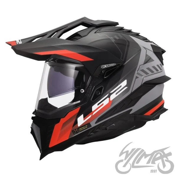 Kask adventure LS2 MX701 Explorer Hexa Black Red Grey — M — ujęcie 2