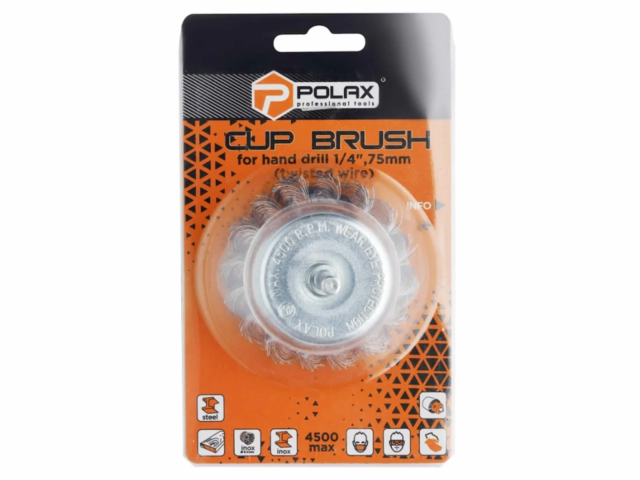 Szczotka czołowa do wiertarki 1/4" drut pleciony 75mm — ujęcie 2