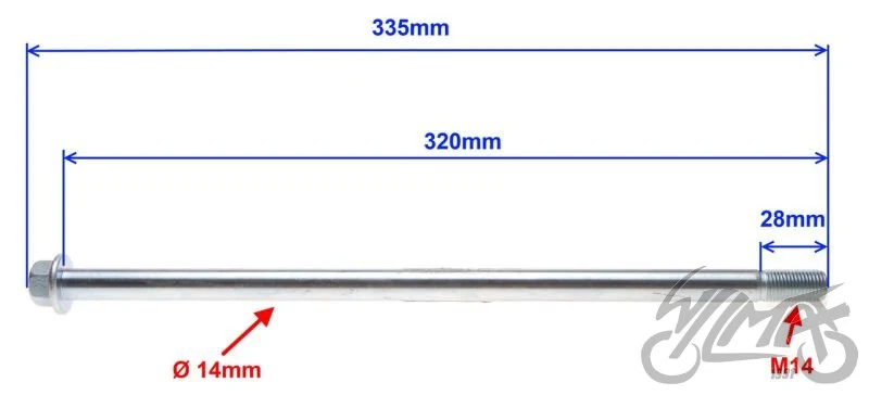 Oś wahacza tył M14 × 320 do Shineray ATV150 — ujęcie 2