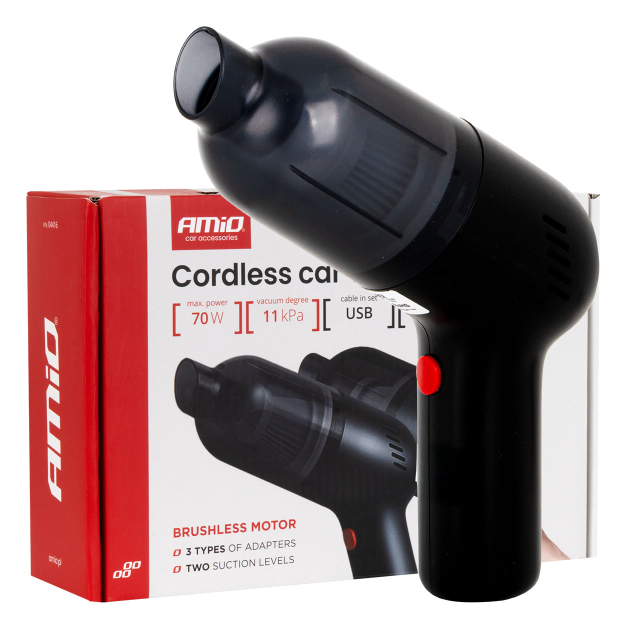 Odkurzacz samochodowy bezprzewodowy bezszczotkowy 70 W 11kPa USB-C VC-08 HEPA