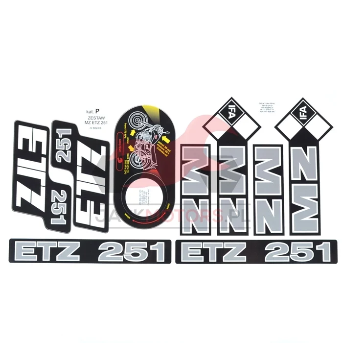 Naklejka MZ ETZ 251 srebrna kpl. — ujęcie 1