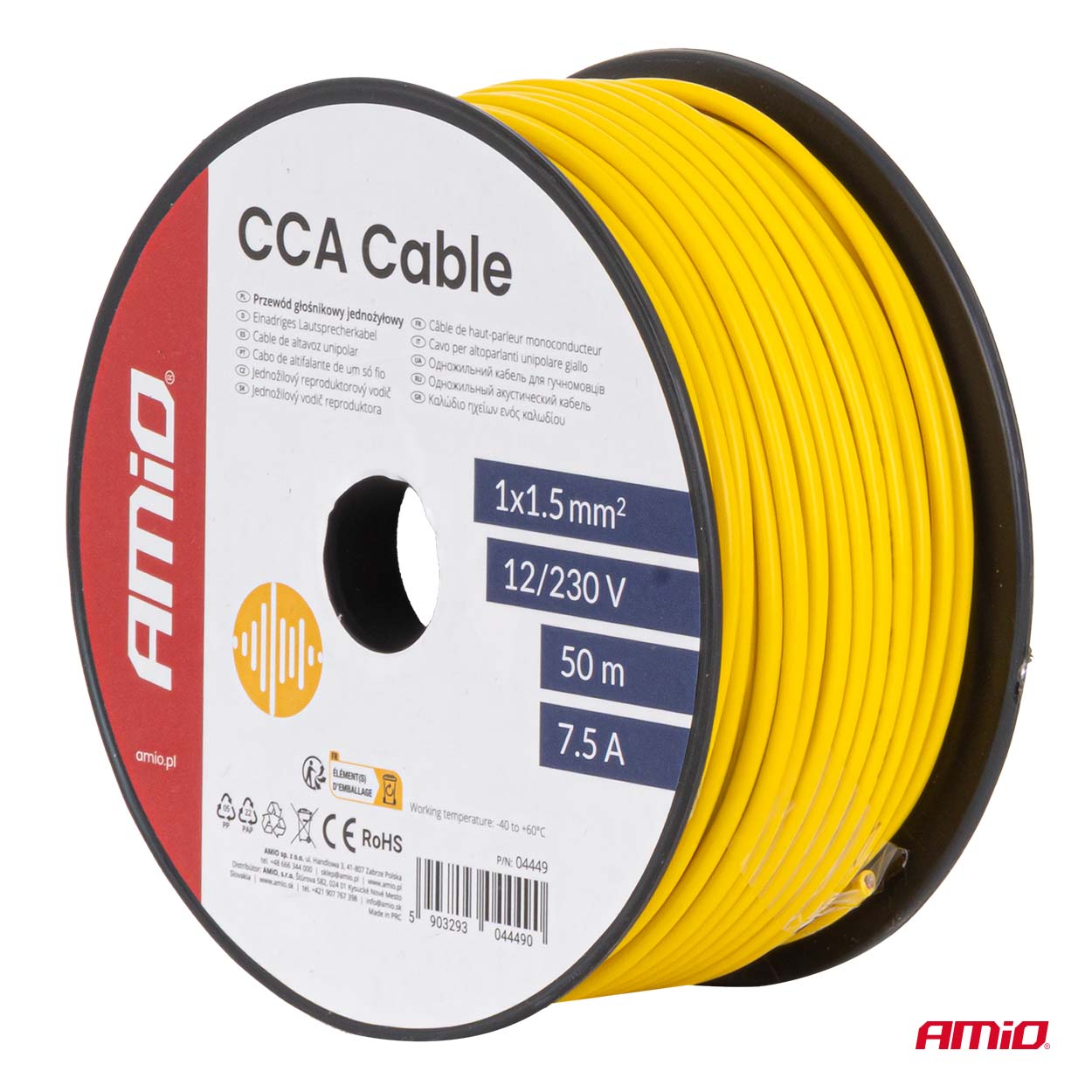 Przewód jednożyłowy żółty CCA 1x1.5mm2 50m 7.5A 12/230V — ujęcie 5