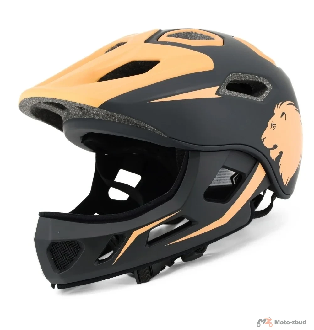 Kask rowerowy BTM-F1-S pełna szczęka lew złoty 52-56 cm