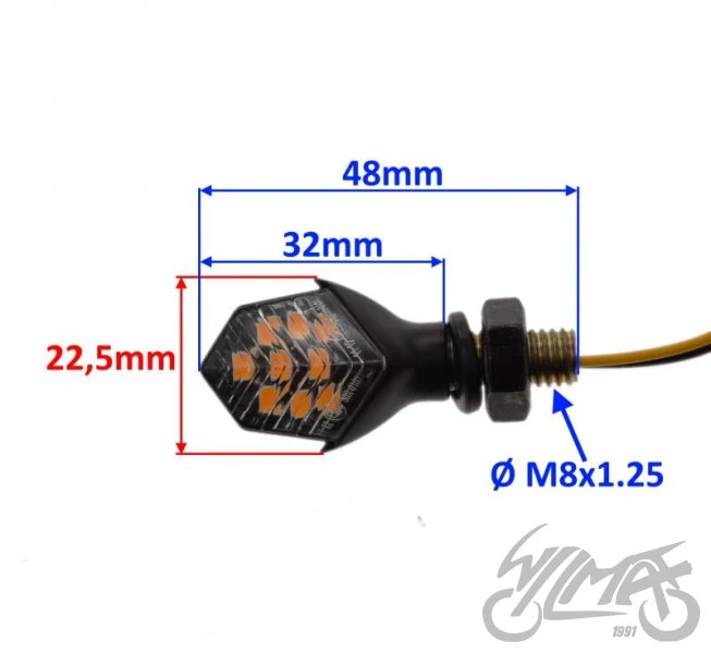 Kierunkowskazy mini LED, M8 × 1,25, przewód 280 mm — para AM1459B — ujęcie 2