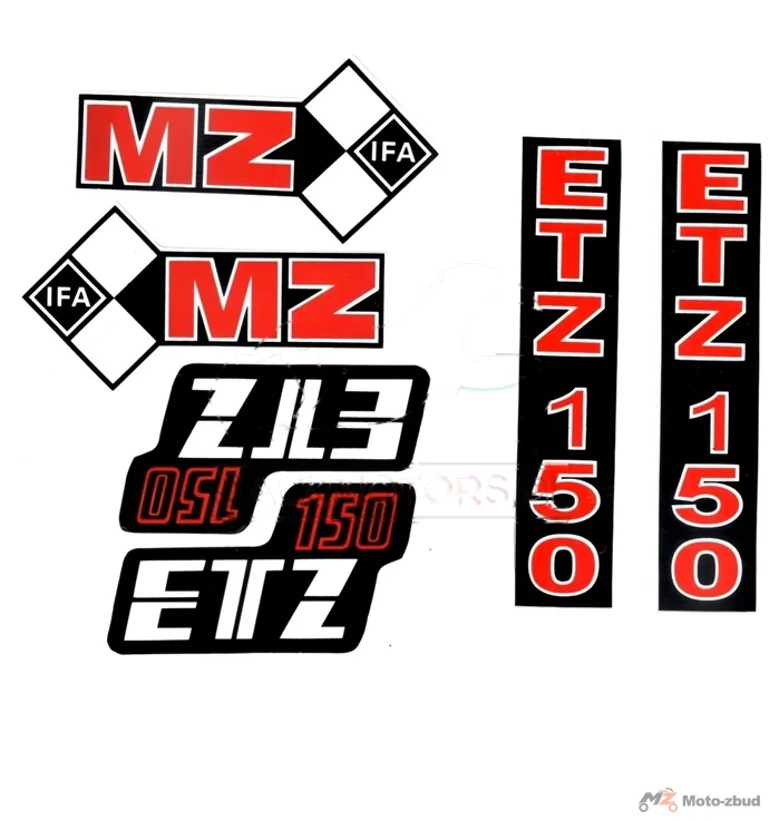 Naklejka MZ ETZ 150 czerwona typ 2 kpl.