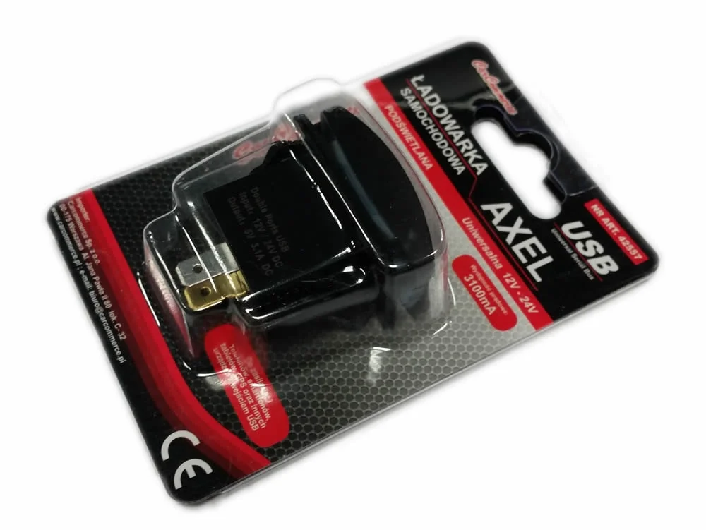 Ładowarka samochodowa 12/24V 2xUSB 2100mA+1000mA AXEL — ujęcie 4