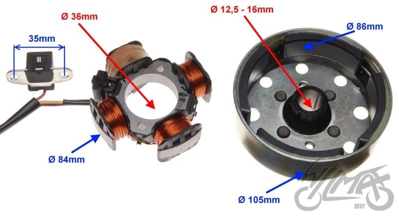 Stator iskrownik 4 cewki + koło magnesowe — ujęcie 2