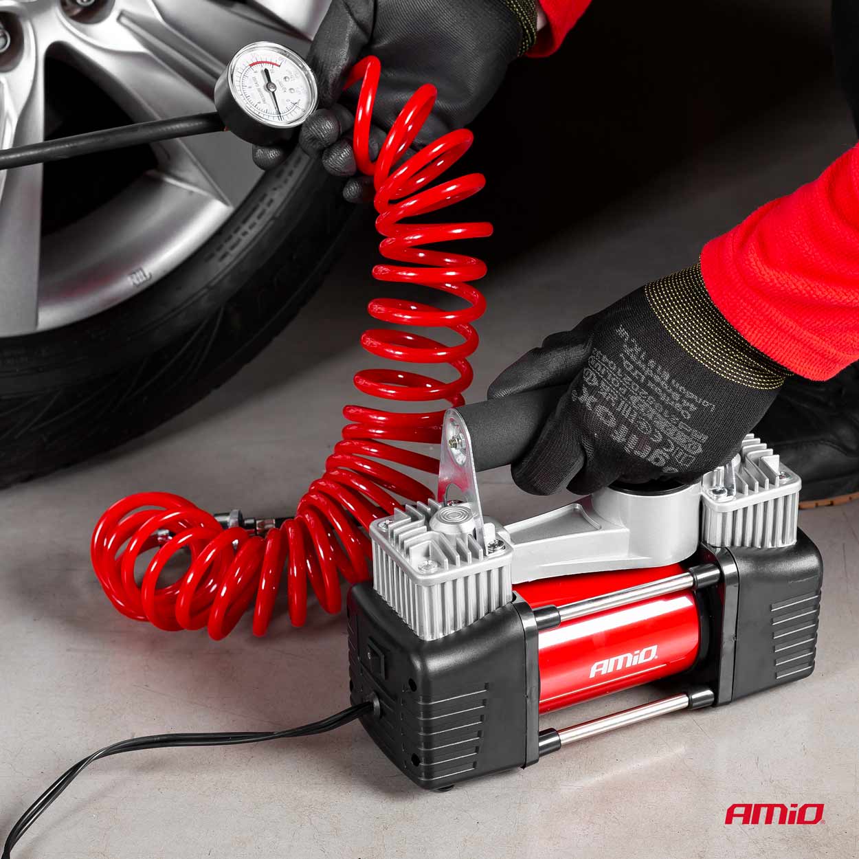 Kompresor samochodowy ACOMP-4 metalowy 12 V dwutłokowy — ujęcie 12