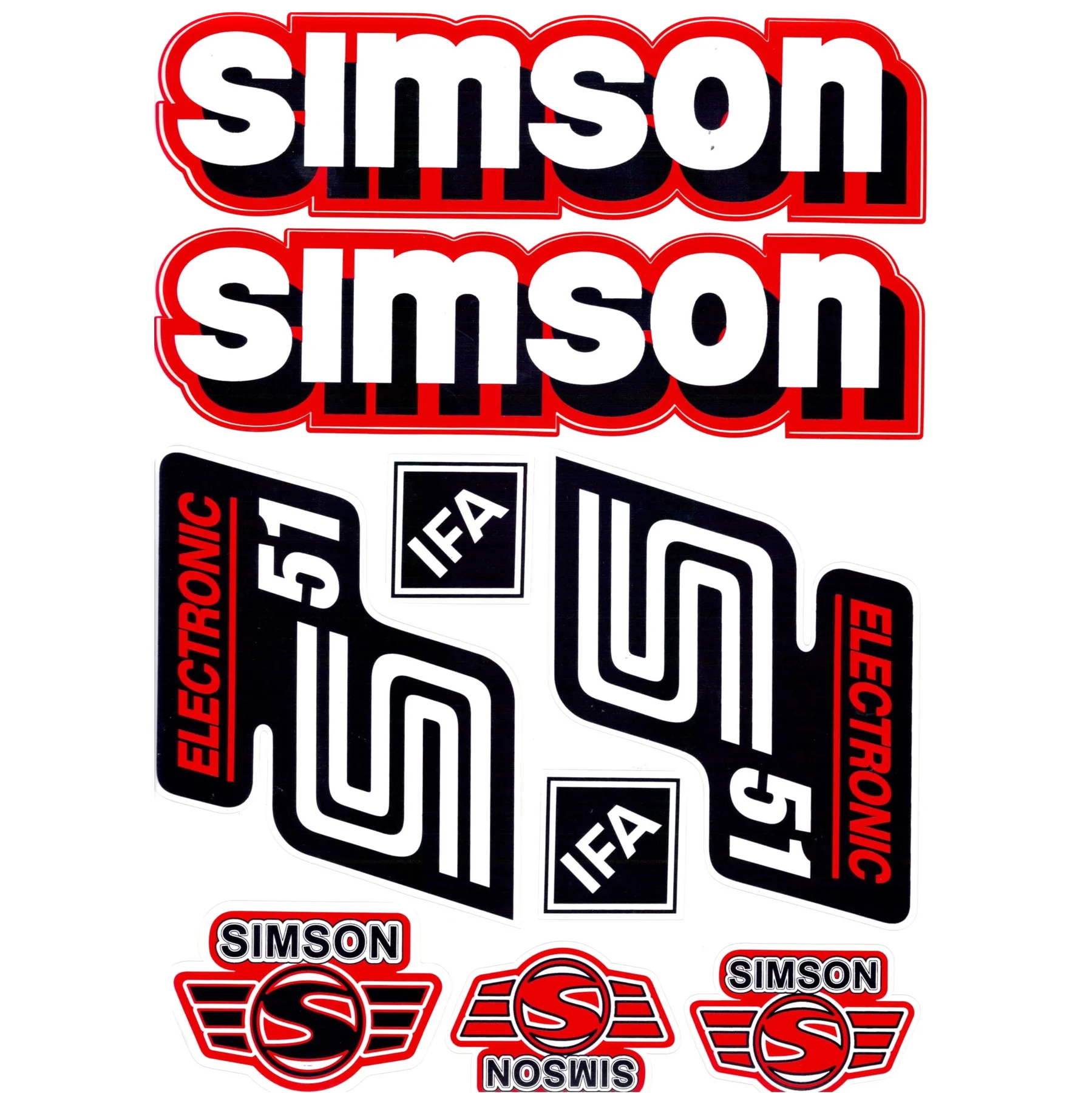 Naklejka Simson S51 electronic czerwona kpl. — ujęcie 1