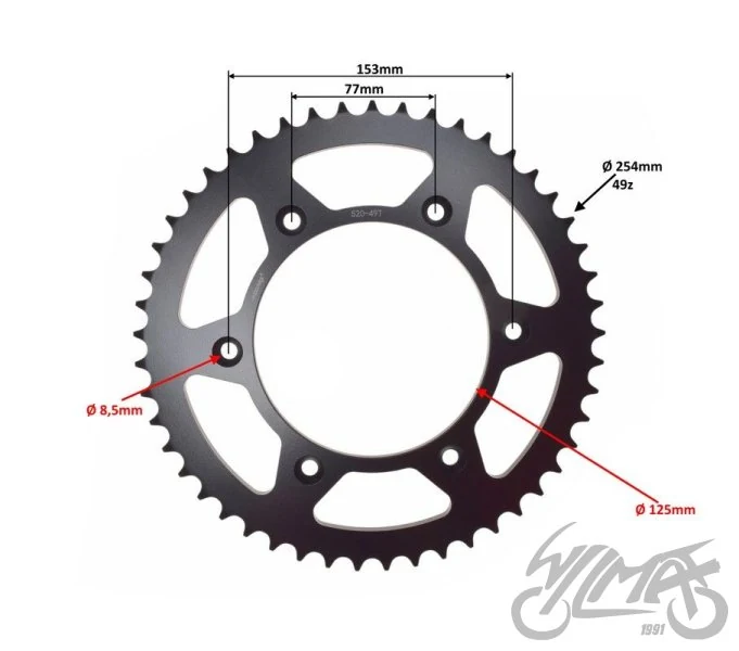 Zębatka tył 49z 520 do kayo K5 300 enduro — ujęcie 2