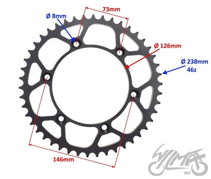 Zębatka tył 46z 520 do Suzuki RM RMZ RMX DRZ400-03 — ujęcie 2