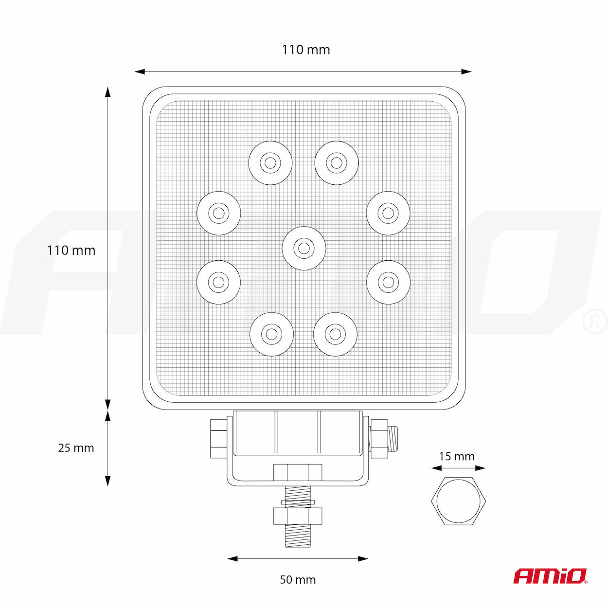Lampa robocza LED szperacz AWL03 9 LED 12 V 24 V — ujęcie 12