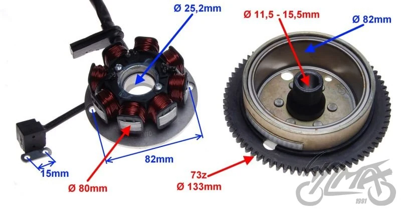 Stator iskrownik + koło magnesowe AM6 — ujęcie 2