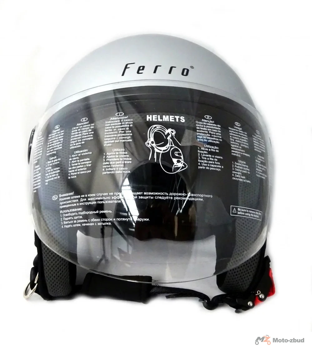 Kask Ferro 803 l z szybą bez szczęki srebrny mat M — ujęcie 2
