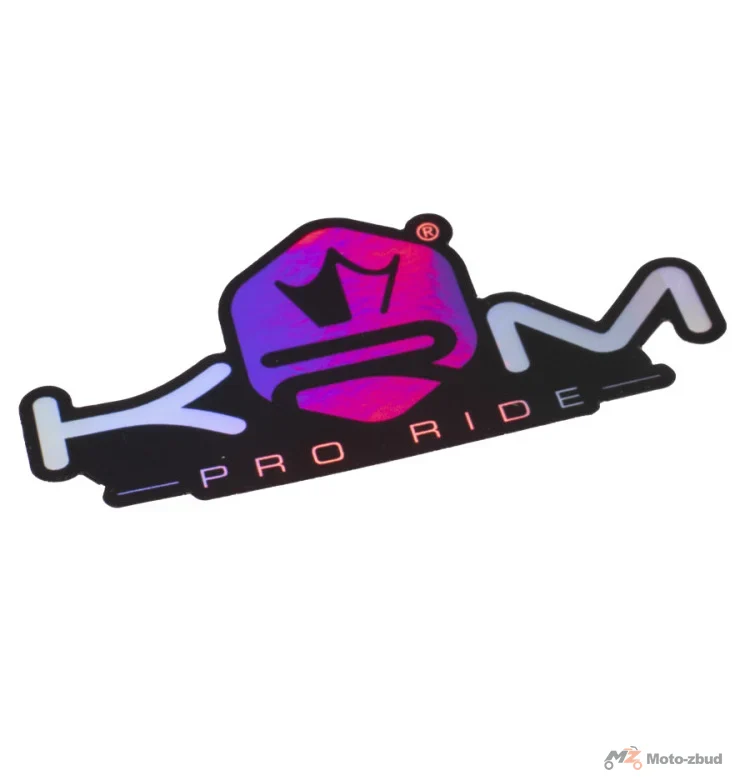 Naklejka KRM Pro Ride czarno holo fioletowa 8 × 4 cm