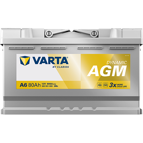 Akumulator 80 Ah 800A 315×175×190/P+ AGM Start-stop Varta 580901080K262 — ujęcie 3