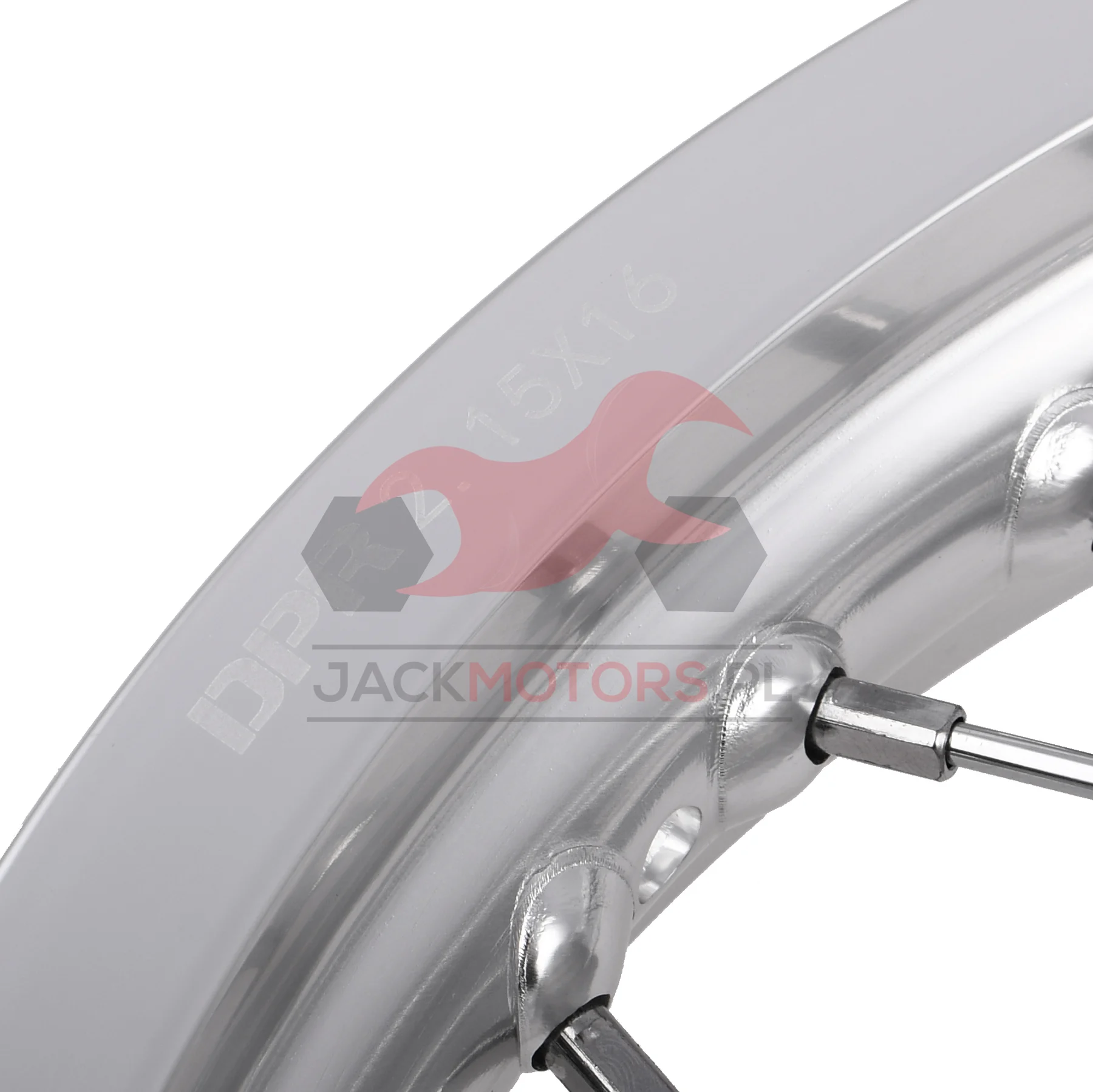 Koło jezdne tył MZ ETZ 251 2,15 × 16 aluminium DPR Classic srebrna piasta + szprychy chrom — ujęcie 3
