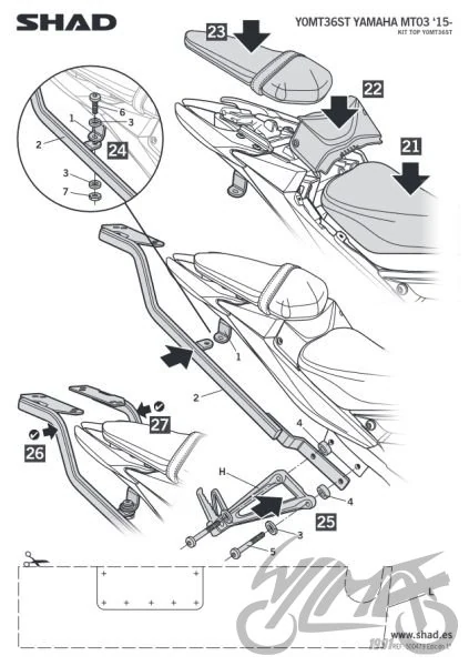 Stelaż kufra centralnego SHAD do Yamaha MT 03 — ujęcie 4