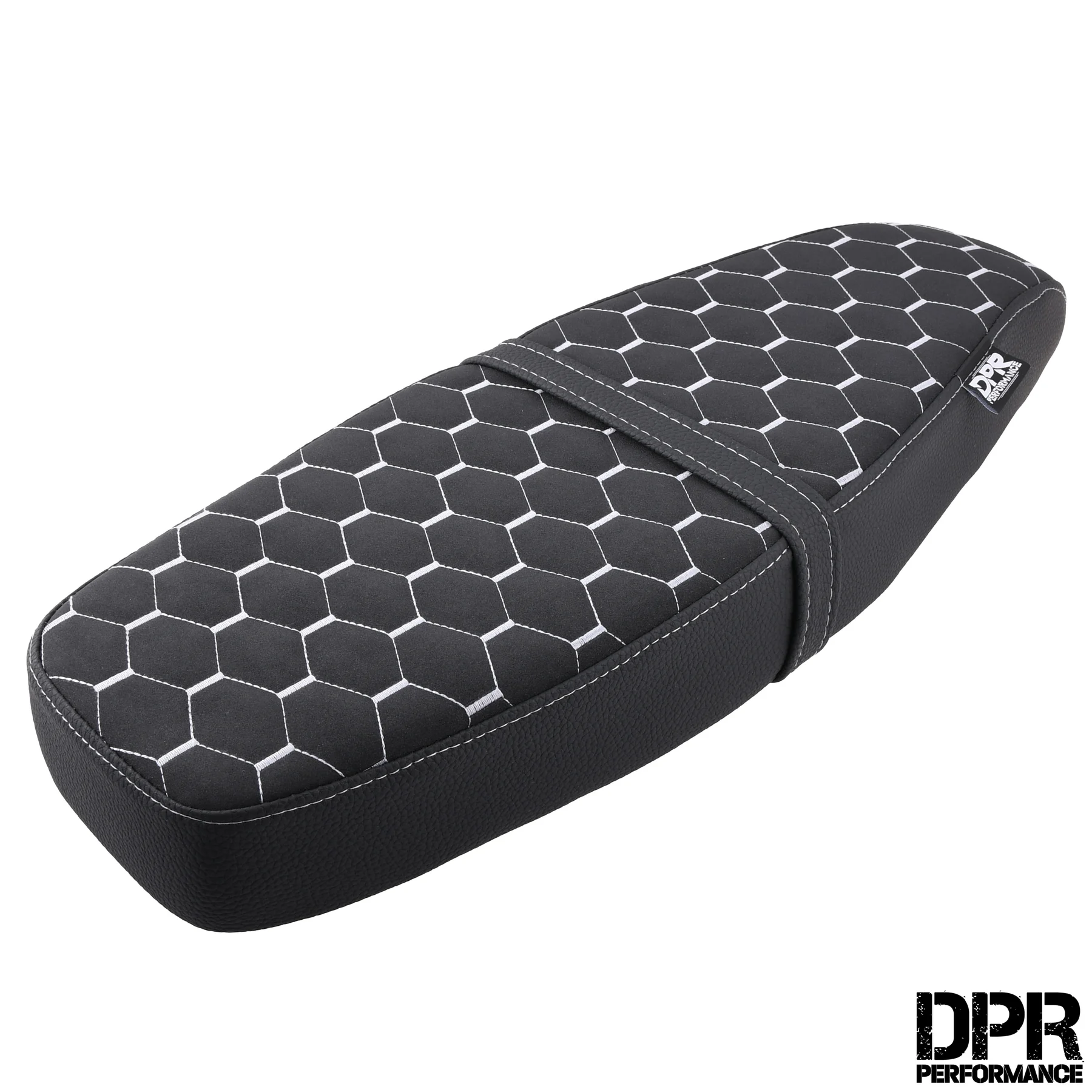 Siedzenie Simson S50 S51 S70 tuning pikowane honeycomb czarne + szare szwy DPR Performance — ujęcie 2