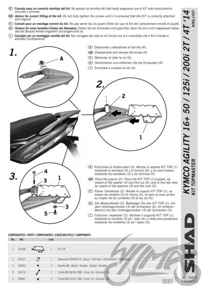 Stelaż kufra centralnego SHAD do Kymco Agility 16+ 50 / Agility 16+ 125i / Agility 16+ 200i — ujęcie 2