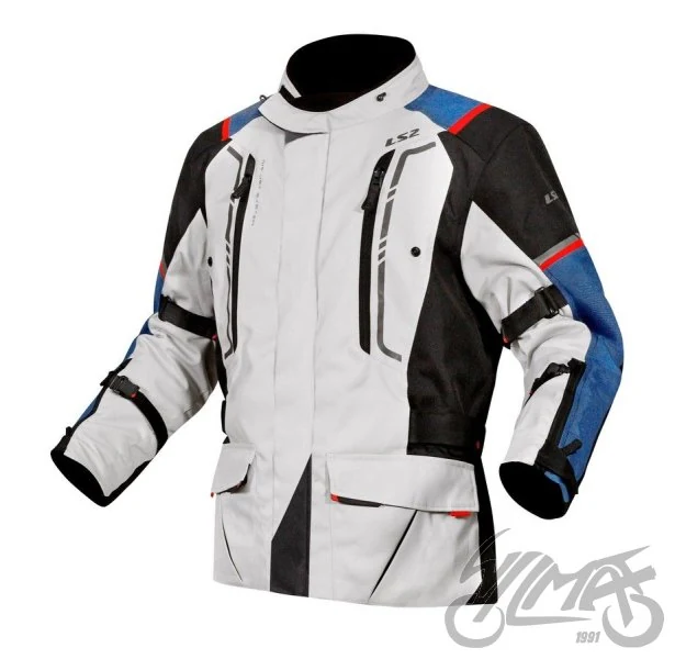 Kurtka motocyklowa męska LS2 Narvik Blue Black Grey Red — S — ujęcie 1