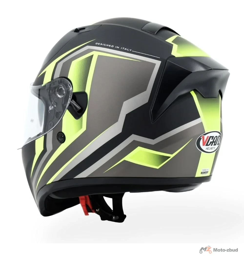 Kask VCAN model H128 gravity-fluo yellow integralny z blendą czarny mat-żółty S — ujęcie 4
