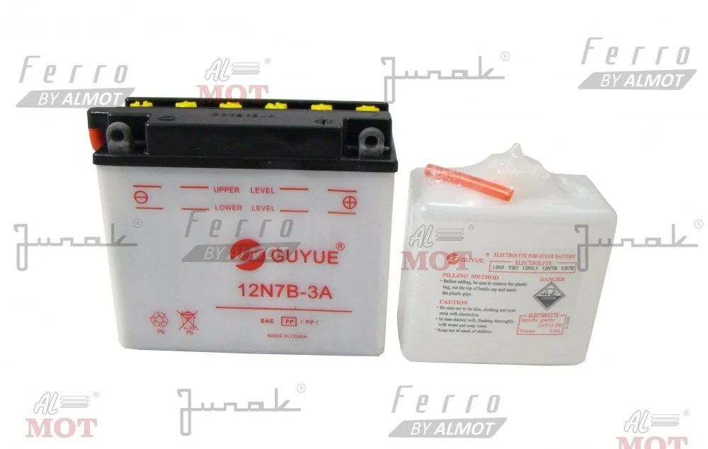 Junak 123 akumulator 12 V/7 Ah 12N7B-3A (bez kwasu) (nr rej.E0011444BW) (wys.x szer.x dł.) (130 × 150 × 60) — ujęcie 2