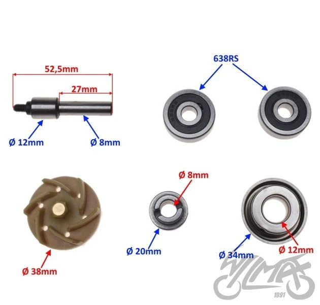 Zestaw naprawczy pompy cieczy do Piaggio Beverly, X7, X8 i X9 — AY57227 — ujęcie 2