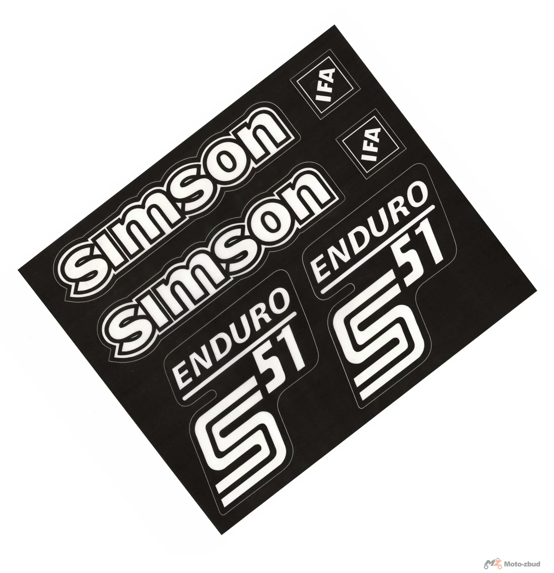 Naklejka Simson pokrywy i zbiornika S51 enduro IFA czarna / transparentna ciemna premium kpl.