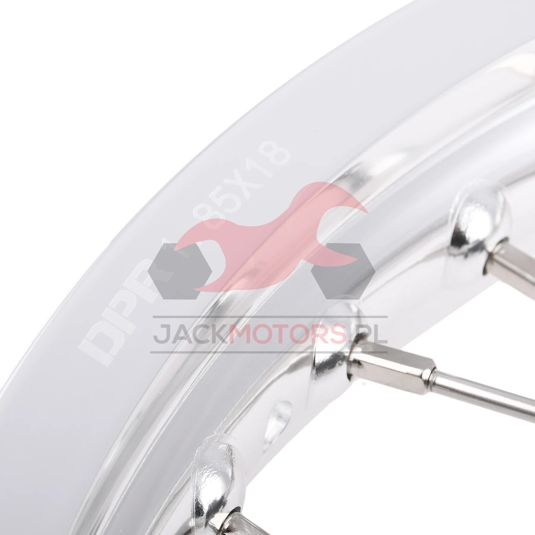 Koło jezdne przód MZ ETZ 1,85 × 18 aluminium DPR Classic hamulec tarczowy czarna piasta + szprychy INOX — ujęcie 3
