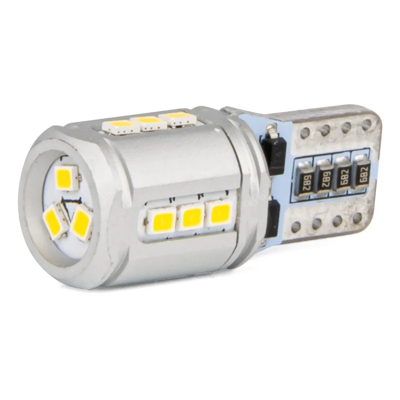 Żarówka W5W T10e 12V/24V 15xLED SMD2016 CANBUS biała AMIO (2szt.) — ujęcie 2