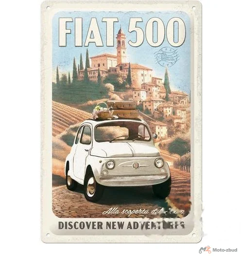 Tablica plakat 20 × 30 Fiat 500 discover new 22433