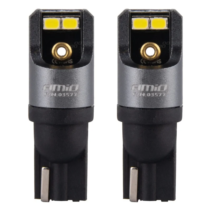 Żarówka W5W T10 12V/24V 4xLED SMD2016 biała AMIO (2szt.) — ujęcie 2