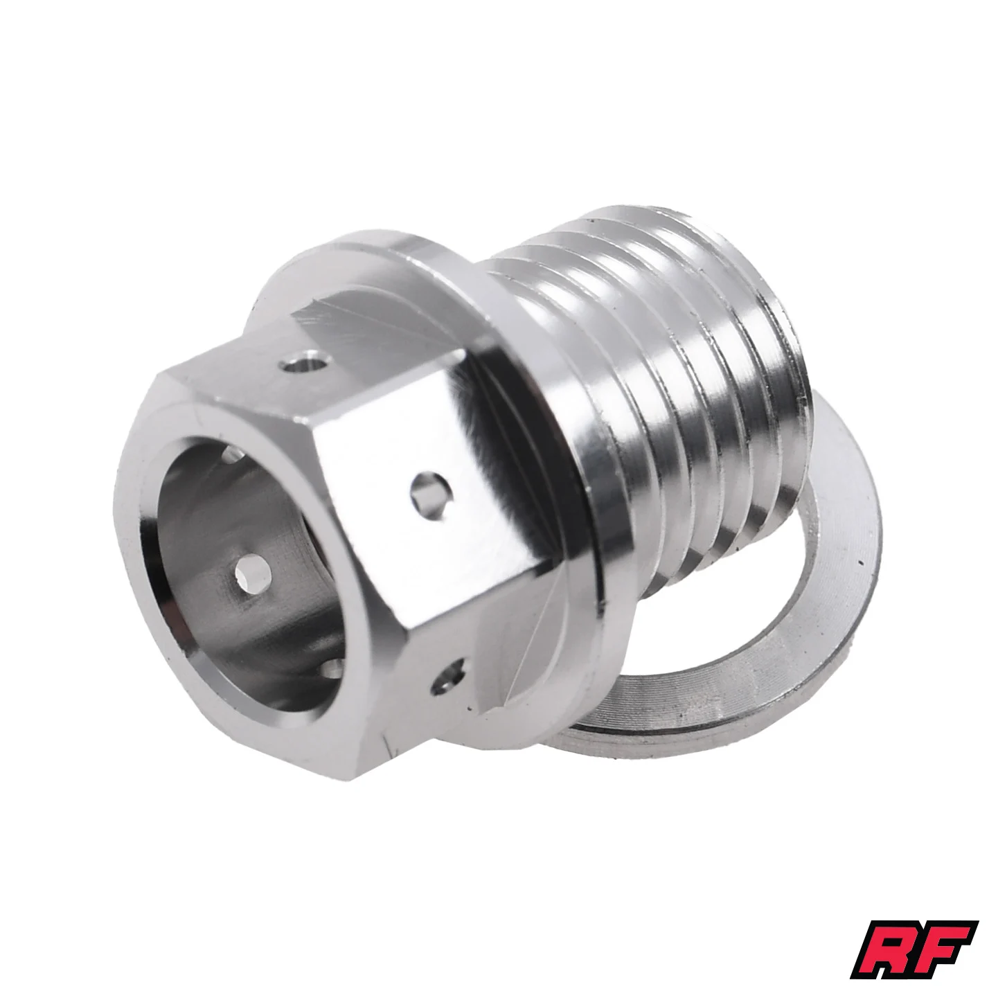 Śruba spustu oleju Simson Racing Force CNC M14 × 1,5 mm z magnesem srebrna — ujęcie 1