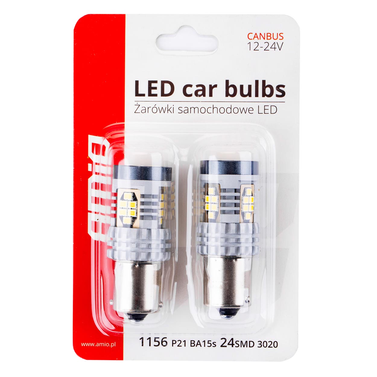 Żarówki LED CANBUS 3020 24SMD 1156 BA15S P21W R10W R5W White 12 V 24 V — ujęcie 4