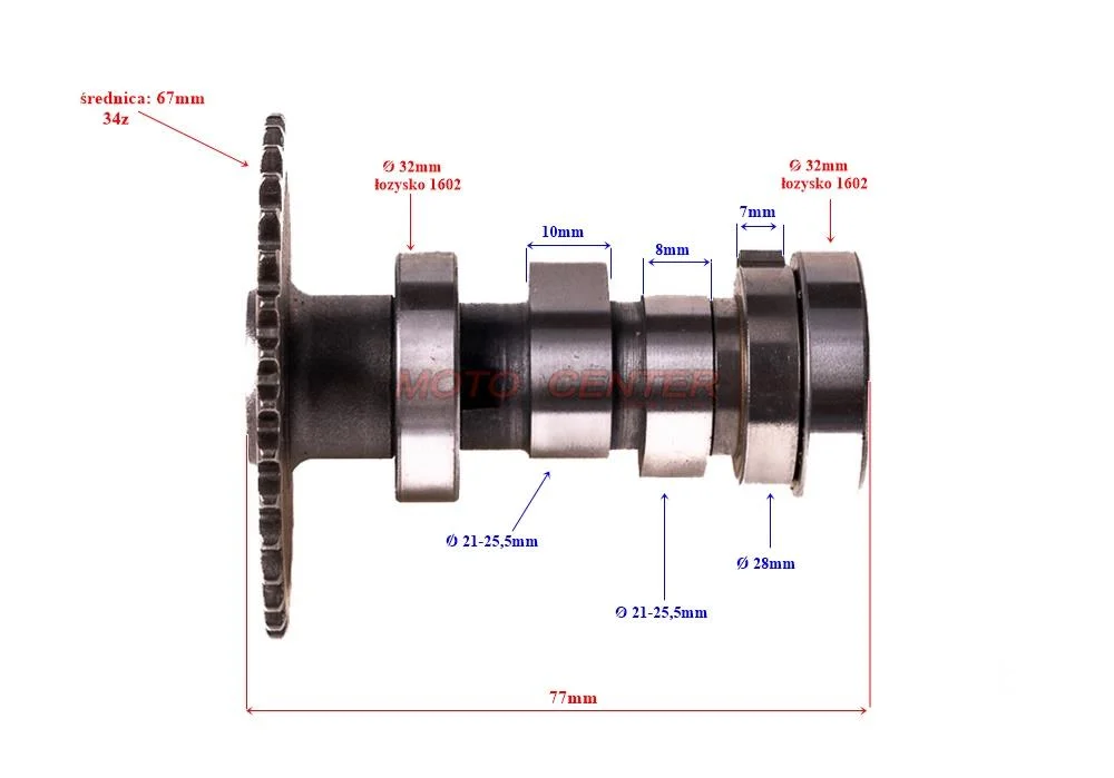 Wałek rozrządu 125 cm³ skuter 4T 1P52QMI Lifan King, AGM Fighter — ujęcie 3