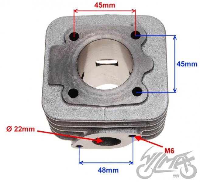 Cylinder do Bajaja Spirit 50 2T, bez uszczelek — AY3351 — ujęcie 2