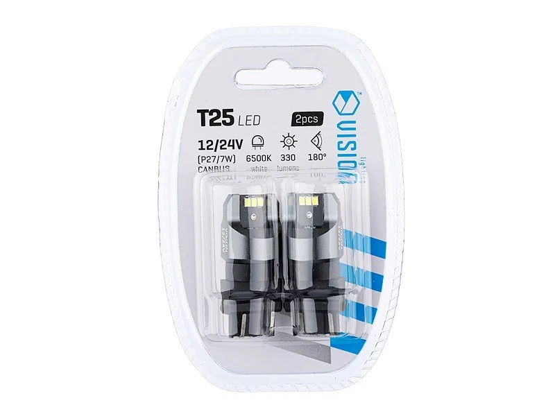 Żarówka P27/7W T25 12V/24V 6xLED SMD3020 CANBUS NONPOLAR biała VISION (2szt.) — ujęcie 2