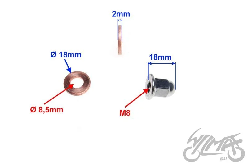 Nakrętka i podkładka szpilki cylindra silnik 156FM — ujęcie 2