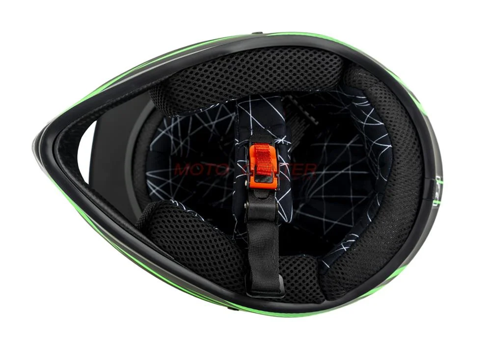 Kask crossowy MPX Dziecięcy WL-801A czarny mat/zielony XS — ujęcie 6