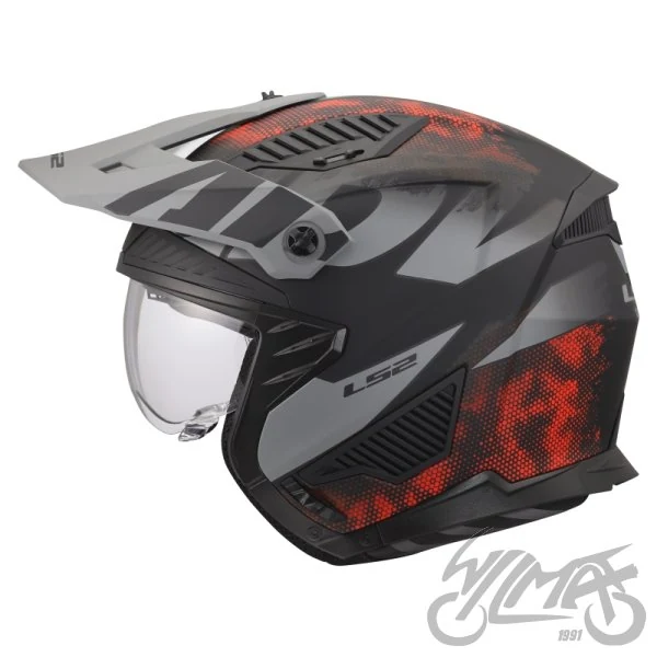 Kask LS2 OF606 Drifter gas Grey Red — rozmiar S — ujęcie 3