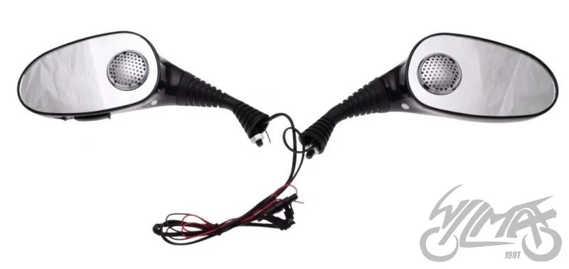 Lusterka z głośnikami, MP3 i radiem, czarne — M8 × 1,25, para — ujęcie 2