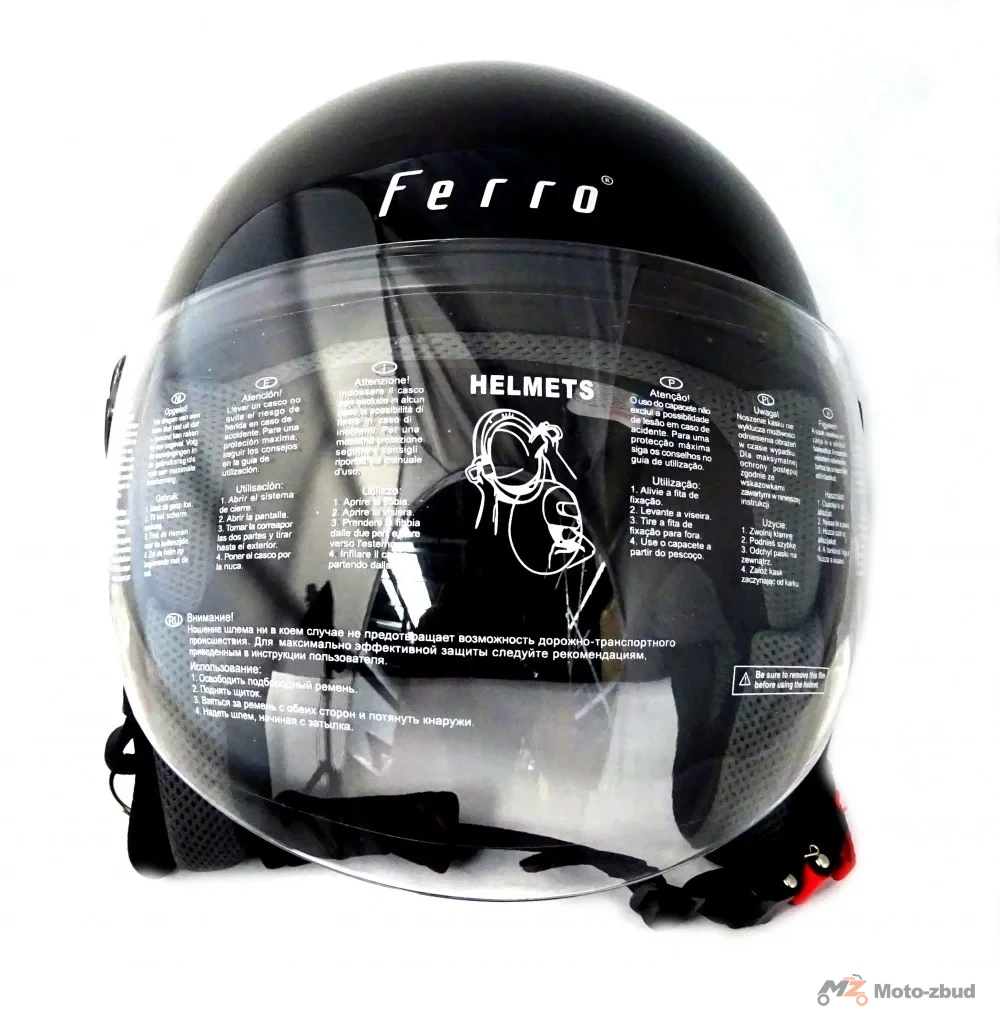 Kask Ferro 803 l z szybą bez szczęki czarny L — ujęcie 3