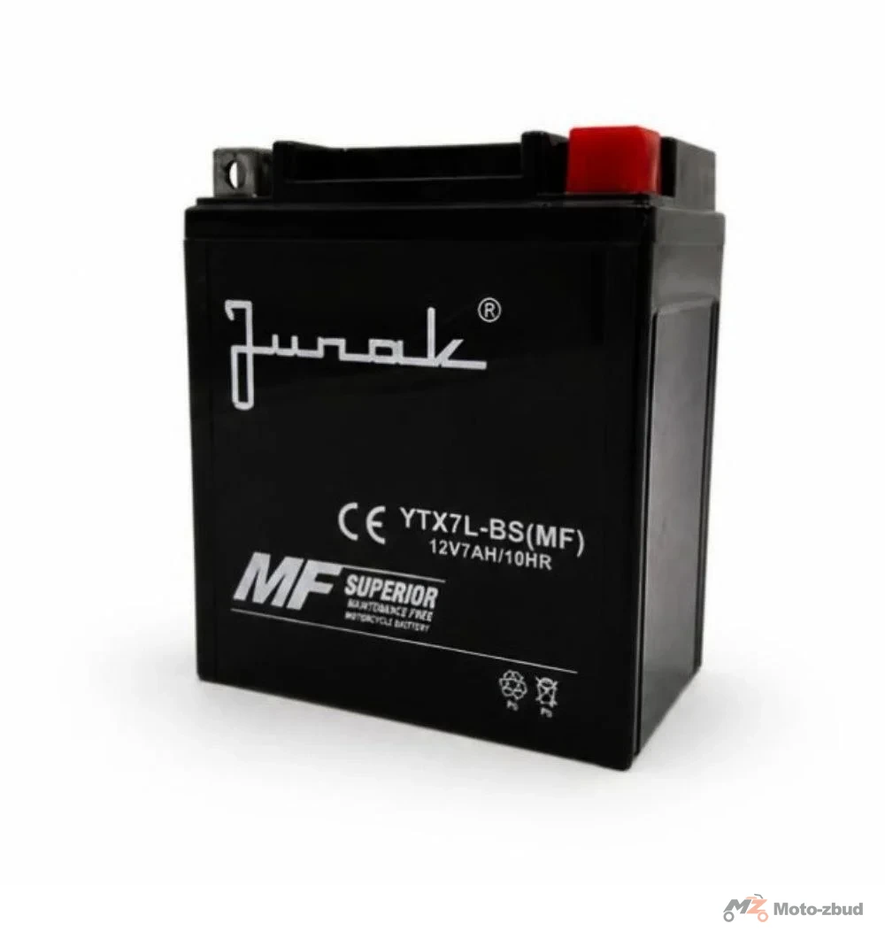 Akumulator Junak 12 V/7 Ah YTX7L-BS (MF) bezobsługowy (-+) (wys.x szer.x dł.) (131*112*70) (spakowane po 8 sztuk) (nr rej.E0011444BW)
