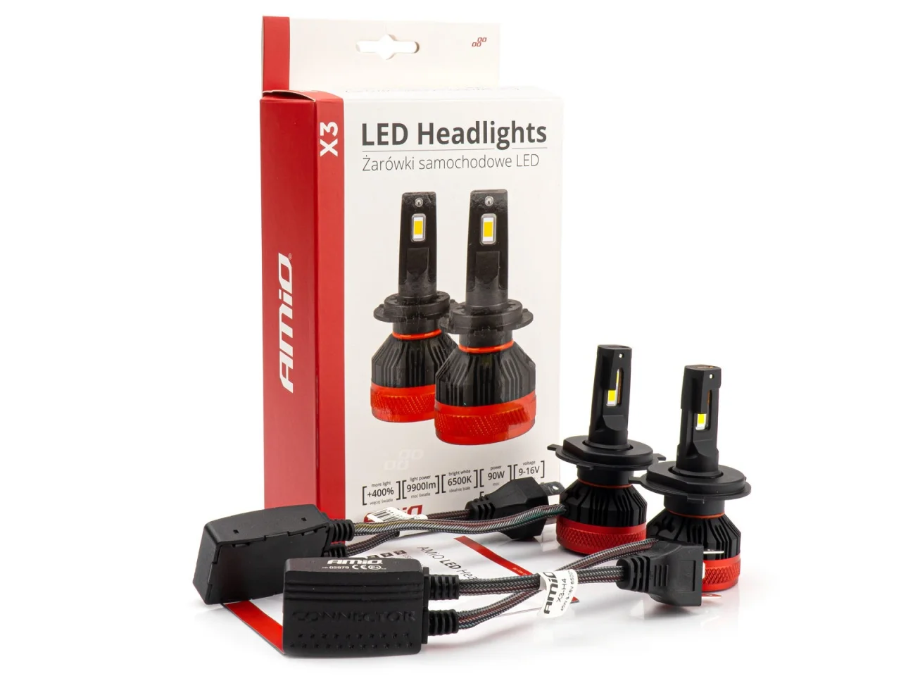 Żarówki samochodowe H4 LED X3 Series AMIO — ujęcie 2