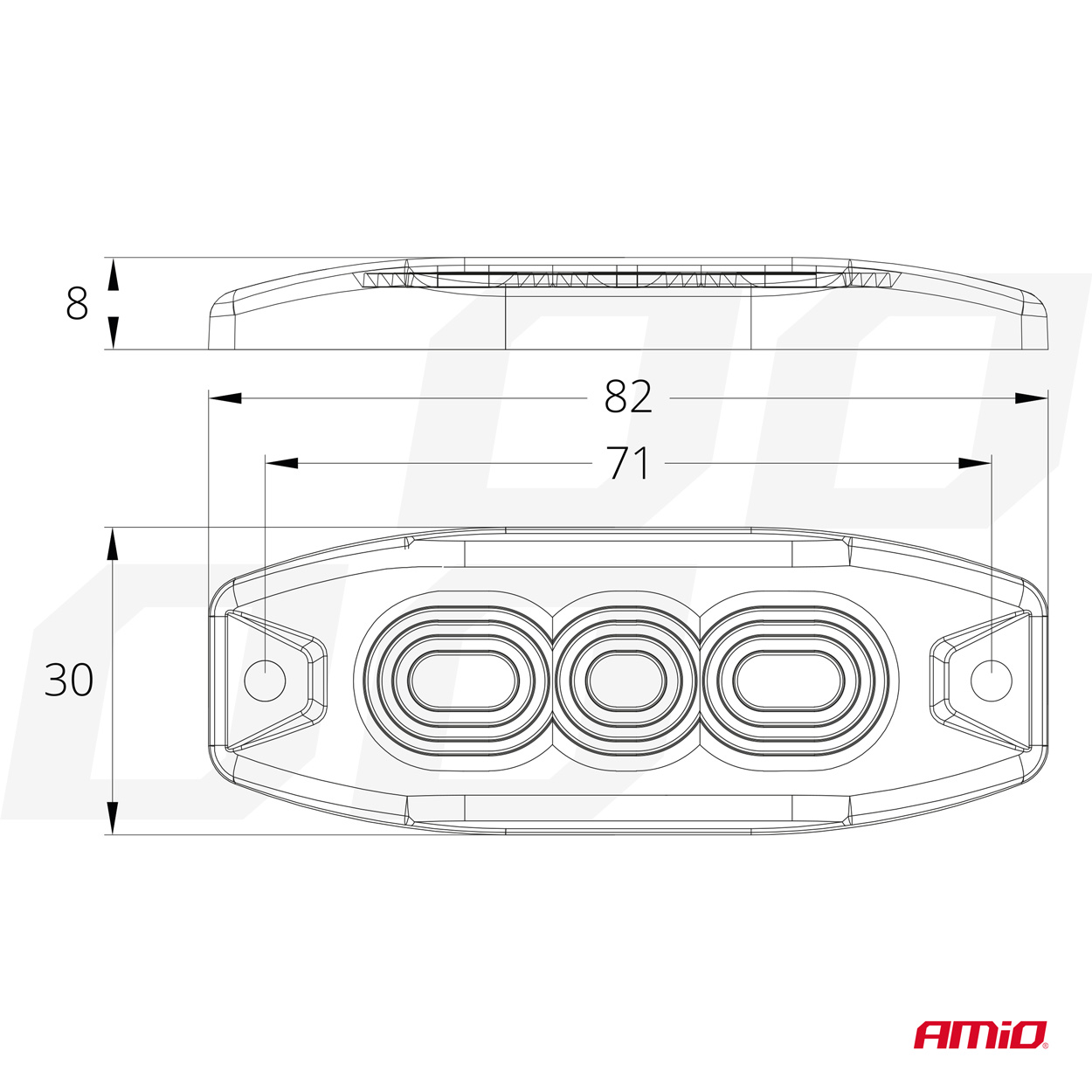 Lampa błyskowa ostrzegawcza płaska 3 LED R65 R10 12-24V — ujęcie 4